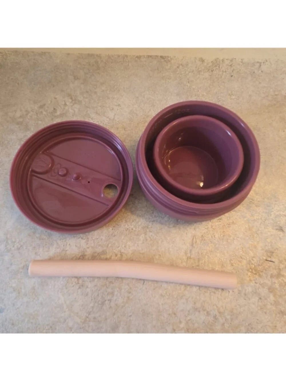 STOJO Titan Collapsible Travel Cup with Straw Purple Silicone Reusable NEW